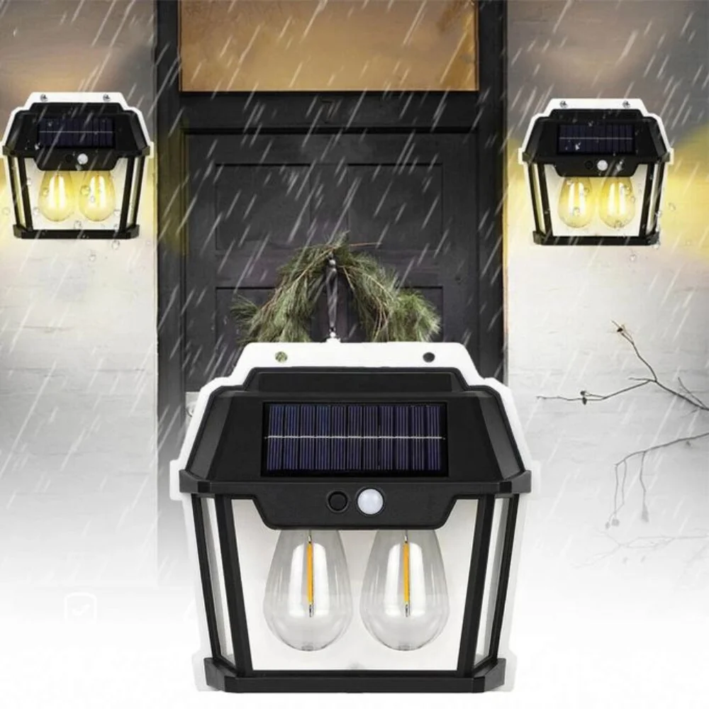 Lampe solaire double ampoule – applique solaire avec détecteur de mouvement
