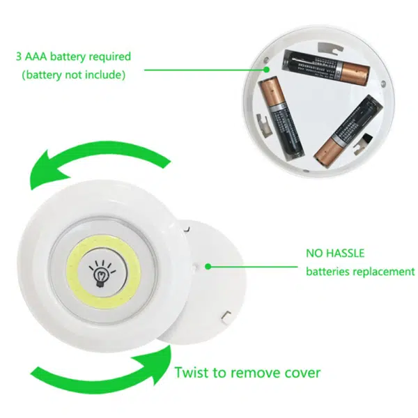 Lot de 3 Spots Led Sans Fil avec Télécommande
