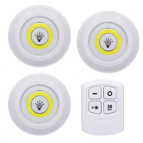 Lot de 3 Spots Led Sans Fil avec Télécommande