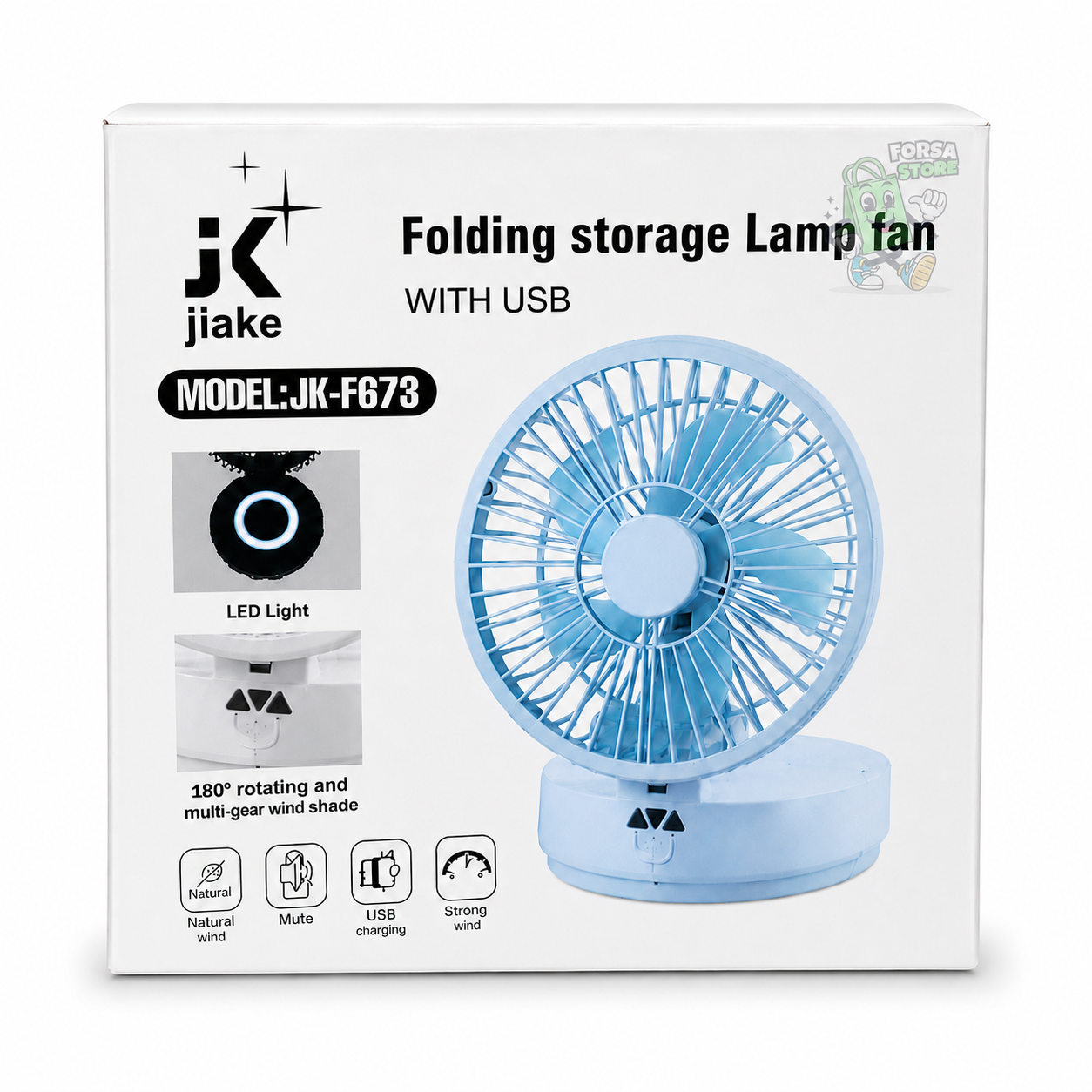 Ventilateur Pliable LED de Bureau Rechargeable USB – JK-F673
