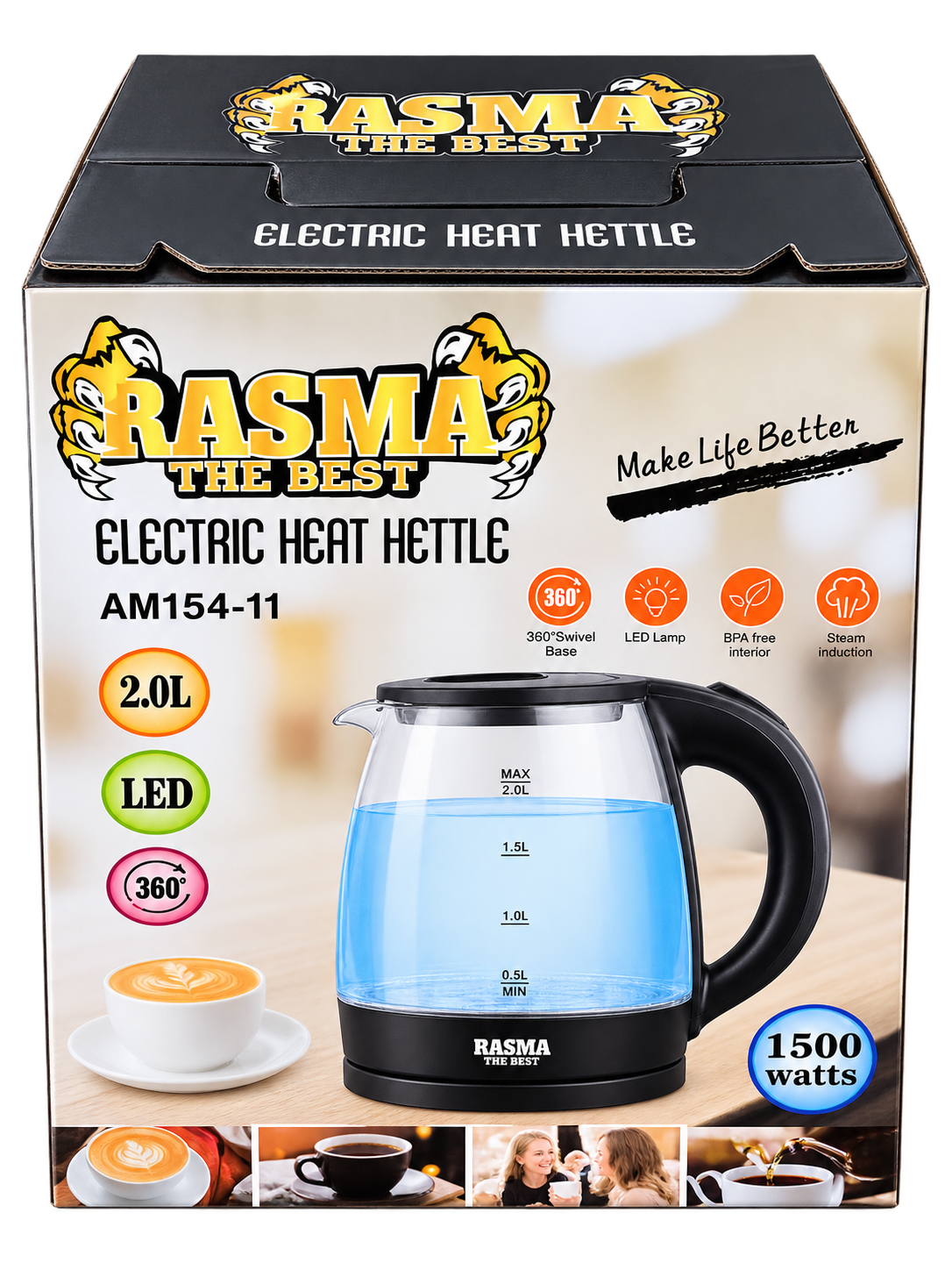 Bouilloire Électrique en Verre AM154-11 2L – 1500W