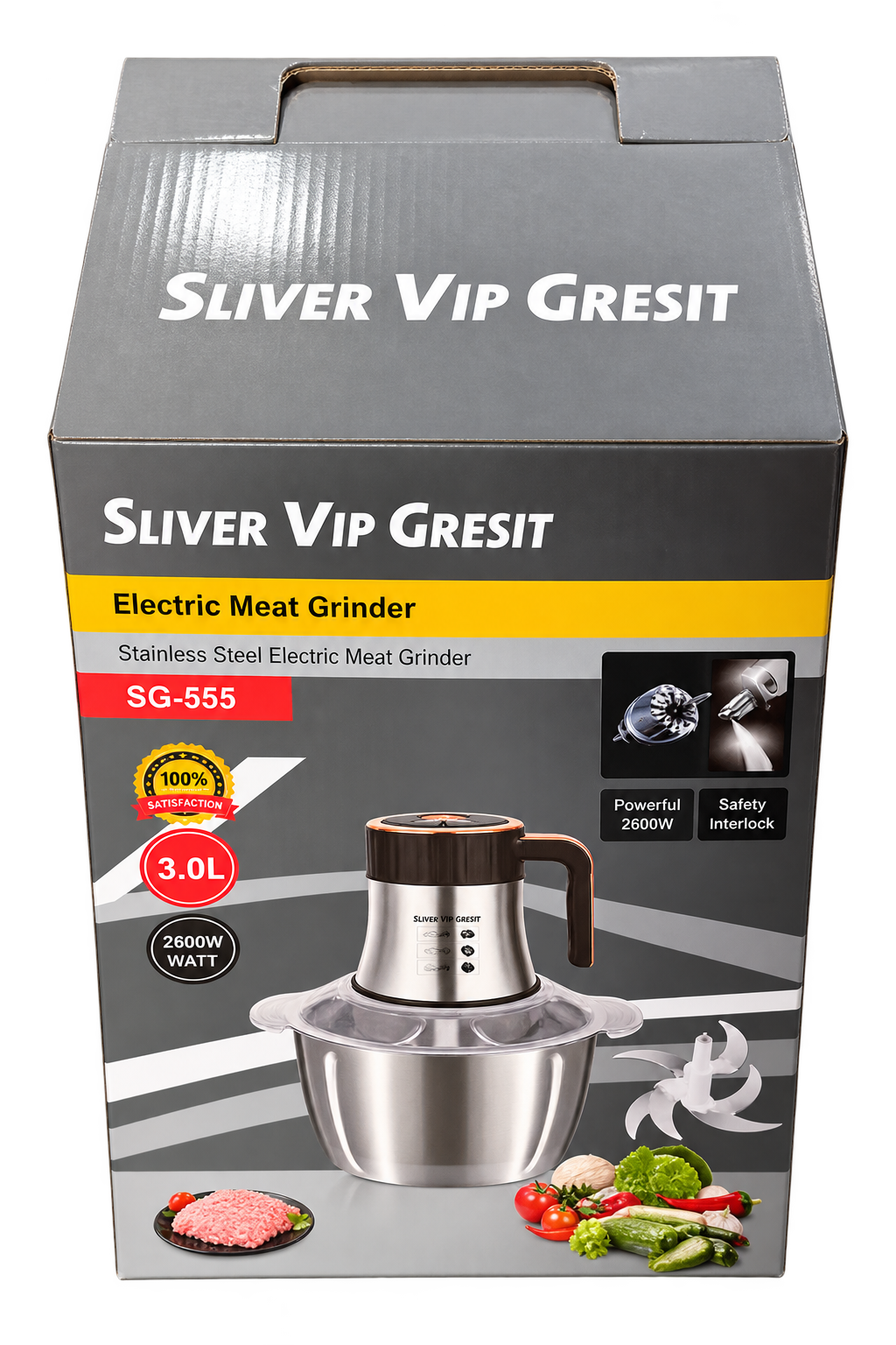 Hachoir Électrique Multifonction Silver Vip Gresit SG-555 – 3L – 2600W