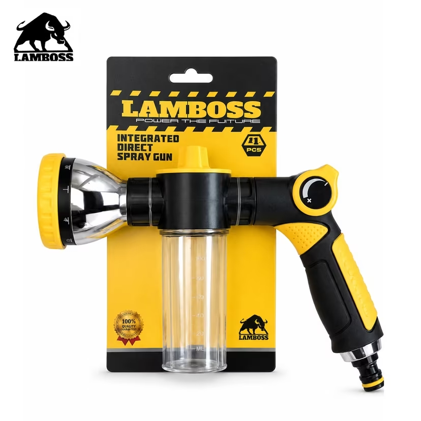 JET D&rsquo;EAU PISTOLET REGLABLE 8 POSITIONS AVEC BOUTEILLE LIQUIDE LAMBOSS