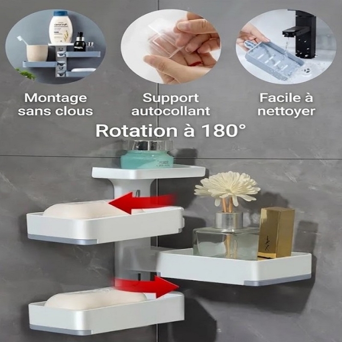 Porte-savon mural Rotative à 4 Étagères