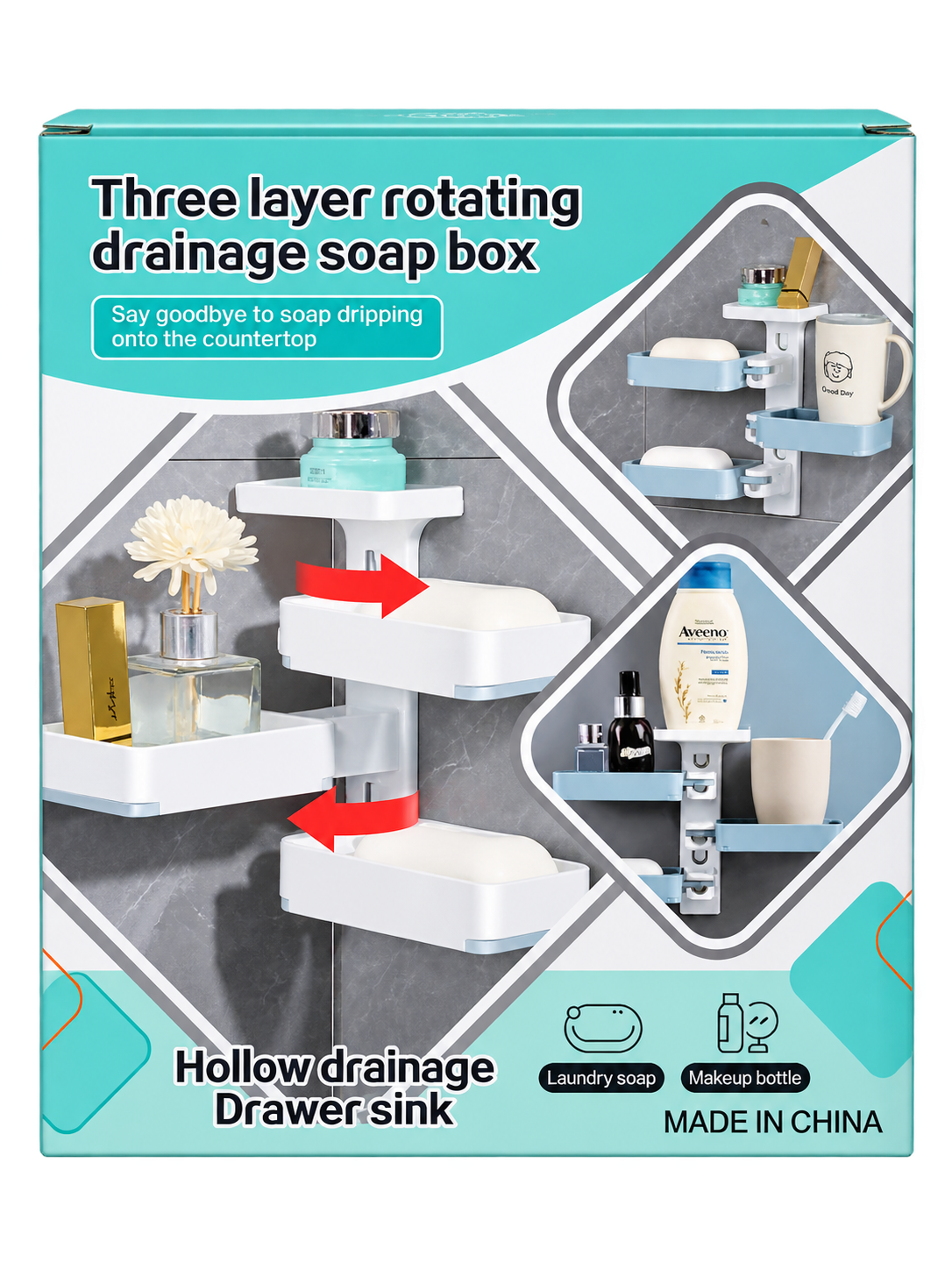 Porte-savon mural Rotative à 4 Étagères