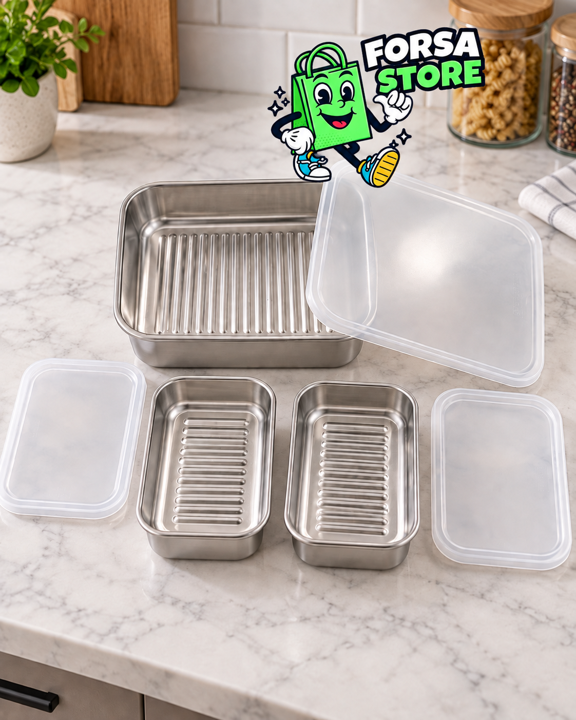 Set de 3 Boîtes de Conservation Inox