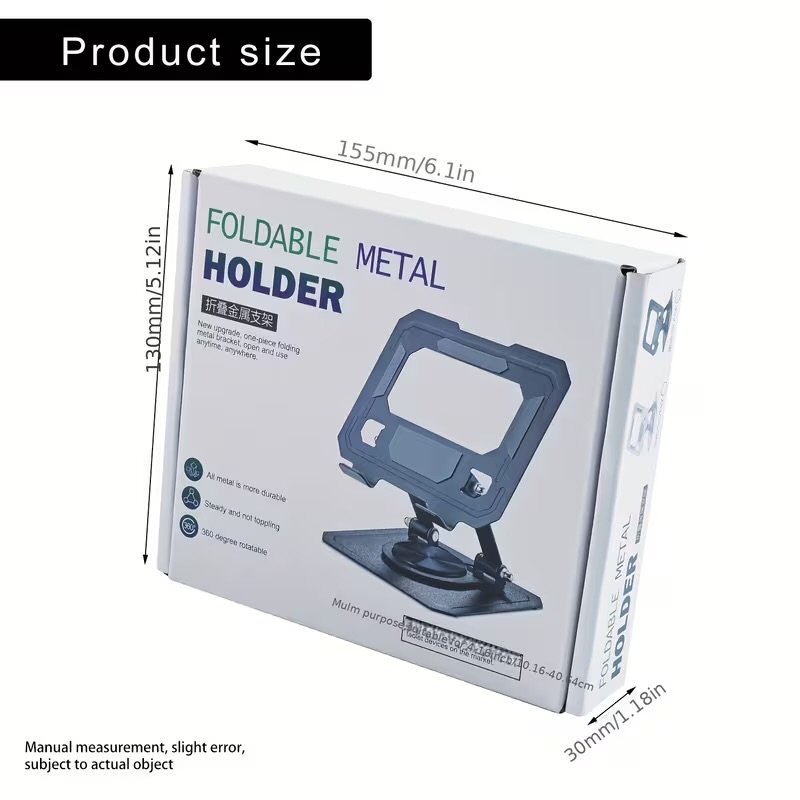 Support Tablette Rotatif 360° en Metal – Support Bureau Pliable et Réglable pour Tablette & Mini PC