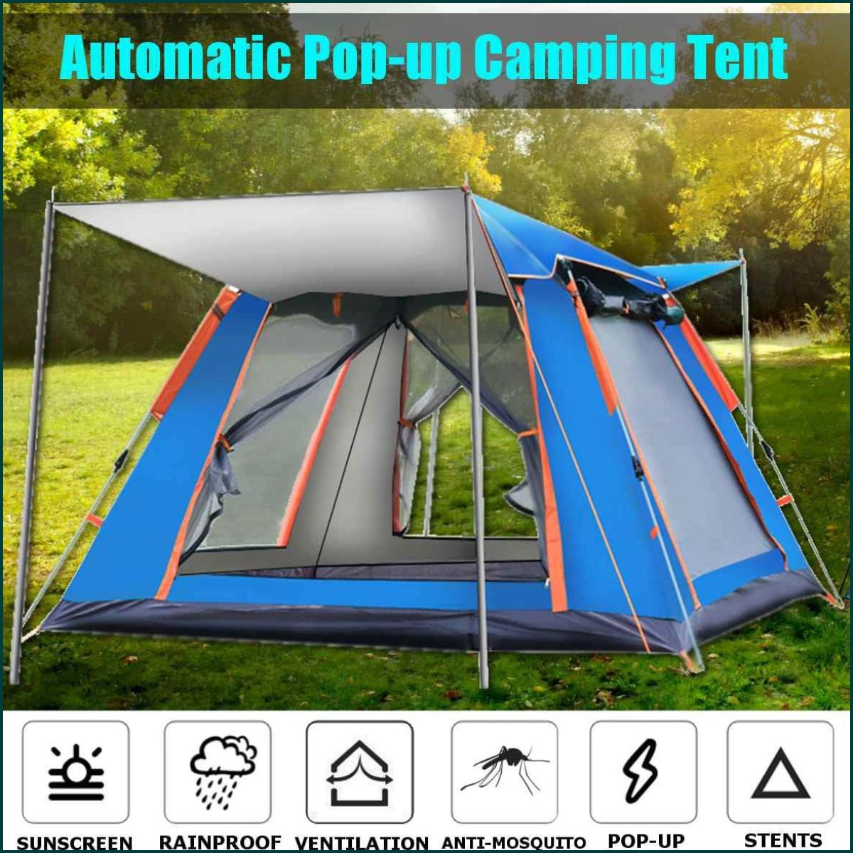 Tente de camping pyramidale à montage automatique 6 personnes