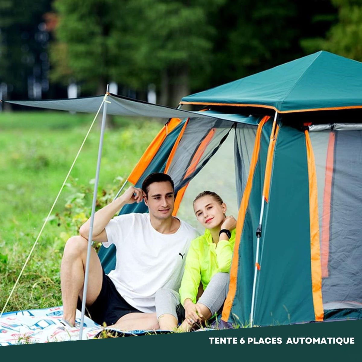 Tente de camping pyramidale à montage automatique 6 personnes