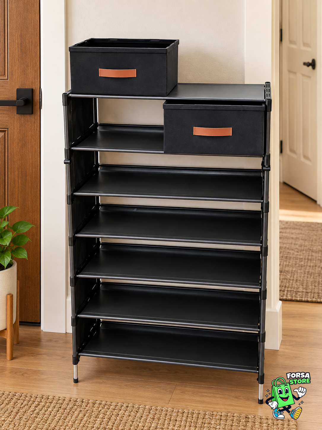 Meuble à Chaussures avec Rideau – Rangement Grande Capacité